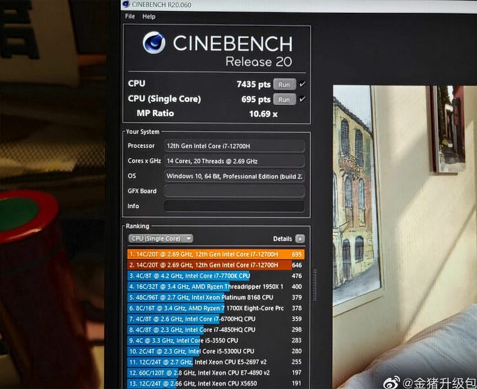 Benchmark vazado indica que Core i7 e i5 de 12ª geração podem superar Core i9 de 11ª geração — Foto: Reprodução/Weibo