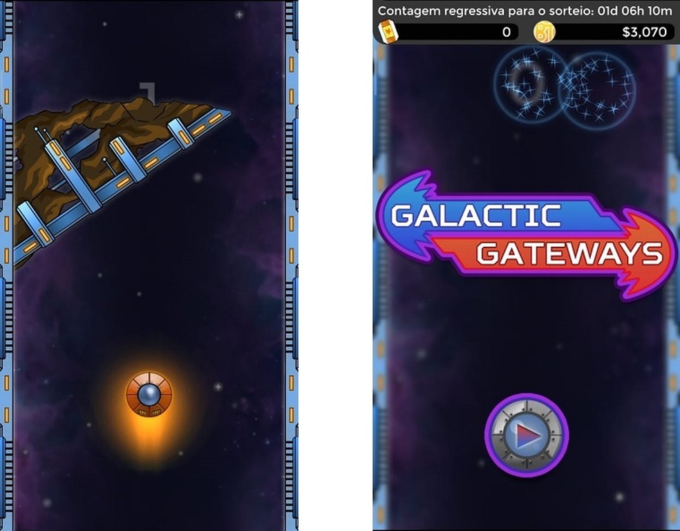 Galatic Gateways é um dos games disponíveis para ganhar dinheiro em Big Time — Foto: Reprodução/Carlos Palmeira
