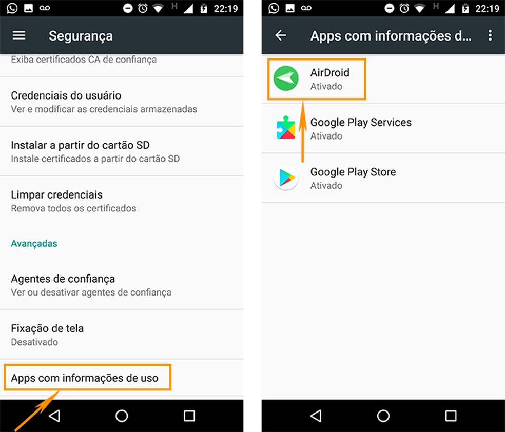 Encontre os apps com informações de uso no celular Android — Foto: Reprodução/Barbara Mannara