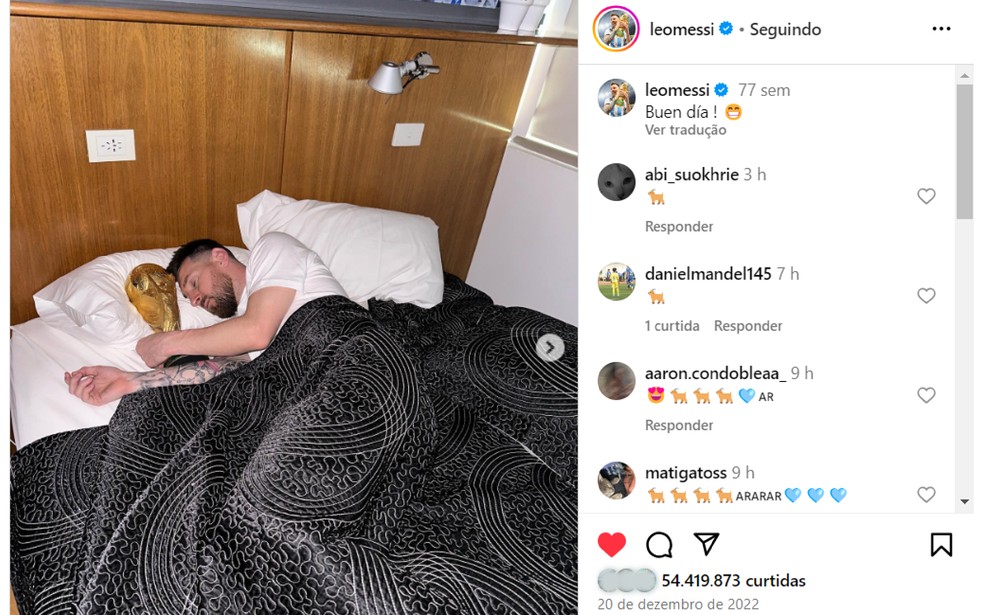 Em outra publicação, Messi conquista o terceiro lugar na lista de fotos mais curtidas do Instagram — Foto: Reprodução/Instagram/leomessi