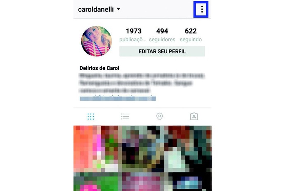 Acesse as configurações do seu Instagram (Reprodução/Carol Danelli) (Foto: Acesse as configurações do seu Instagram (Reprodução/Carol Danelli)) — Foto: TechTudo
