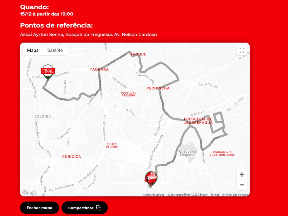 Caravana Coca Cola Natal: veja como encontrar mapa com endereços completos — Foto: Reprodução/Rodrigo Fernandes