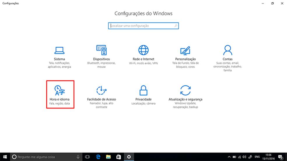 Escolha a opção mudar região das configurações do Windows 10 (Foto: Reprodução/Elson de Souza) — Foto: TechTudo