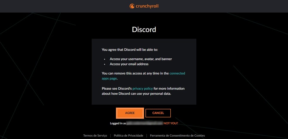 Autorize o Discord a acessar seus dados na Crunchyroll — Foto: Reprodução/Róbson Martins