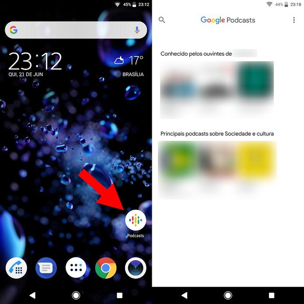 Primeiro, abra o Google Podcasts — Foto: Reprodução/Fernando Telles