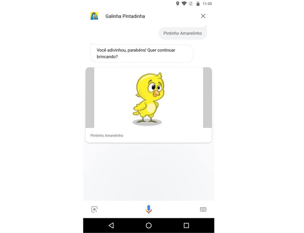 Google Assistente mostra resposta correta de desafio proposto pela Galinha Pintadinha — Foto: Reprodução/Rodrigo Fernandes