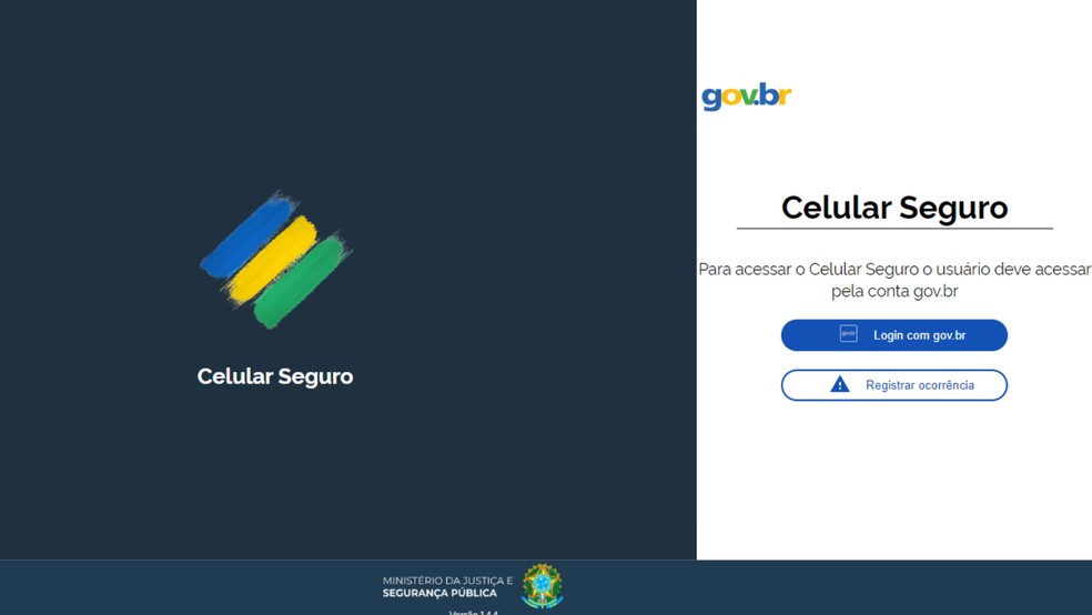 Tela inicial do site Celular Seguro, lançado pelo Governo Federal — Foto: Reprodução/TechTudo