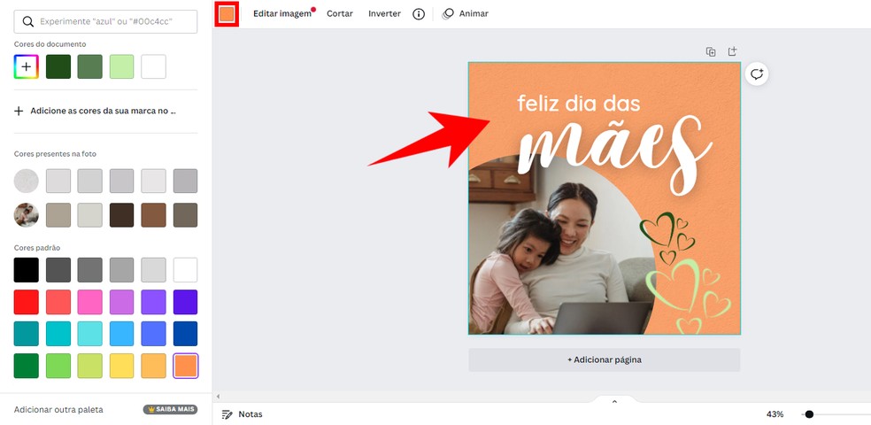 Usuário pode mudar layout do cartão de dia das mães durante edição no Canva — Foto: Reprodução/Rodrigo Fernandes