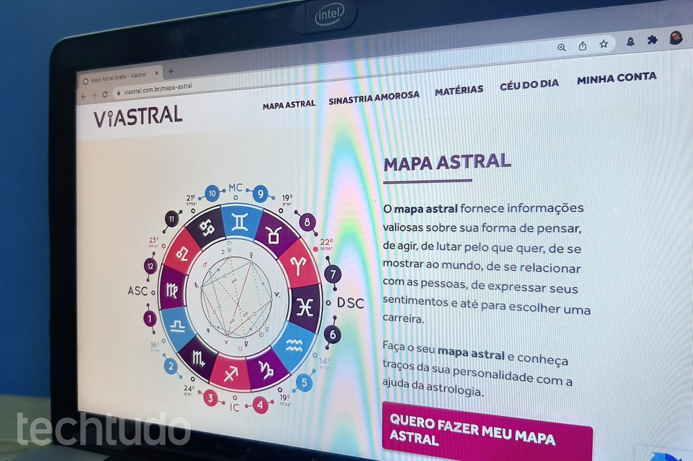 Via Astral: site permite fazer mapa astral online; veja lista com outras opções — Foto: Ana Letícia Loubak/TechTudo