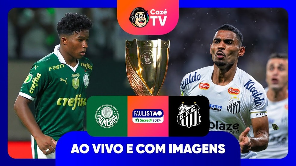 Palmeiras x Santos terá transmissão da CazéTV; veja como assistir à final do Paulistão — Foto: Divulgação/CazéTV