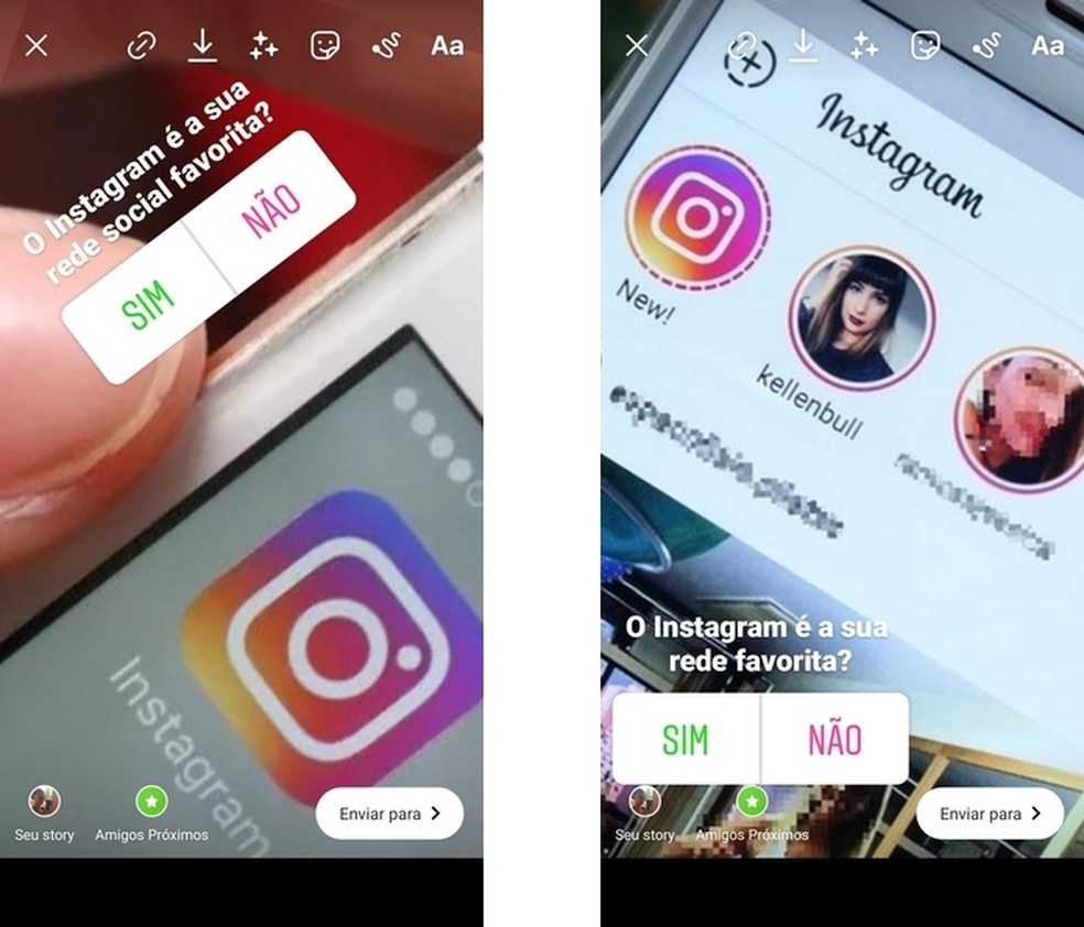 Pergunta sobre o Instagram ser a rede favorita  — Foto: Reprodução/Raquel Freire