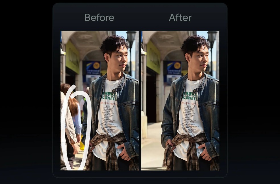Demonstração do recurso AI Smart Removal — Foto: Divulgação/Realme