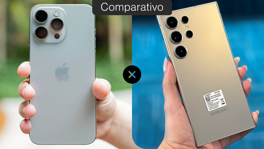 Capa de Comparativo - iPhone 15 Pro Max vs Galaxy S24 Ultra