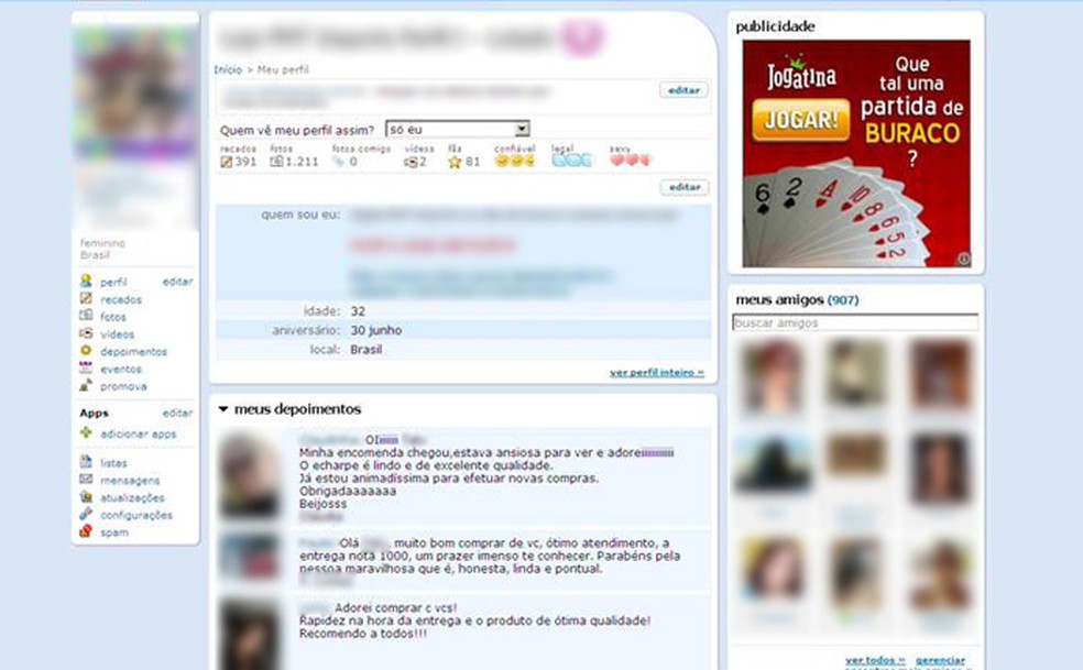 Depoimentos faziam sucesso no Orkut — Foto: Reprodução/Orkut