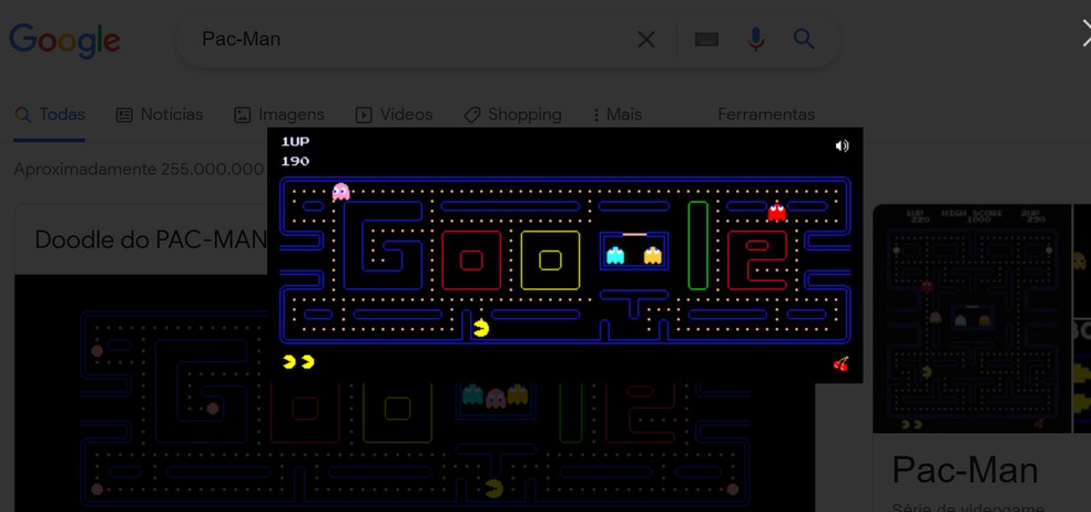 Pac-Man tem labirintos temáticos no Google — Foto: Reprodução/Felipe Vinha