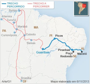 mapa viagem caravana 10nov