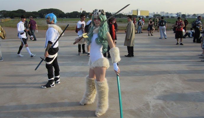 A gerente comercial Priscila Duarte, 22,de Piqueti (SP), faz cosplay de Nelliel, do anime 'Bleach', na Anime Friends 2015