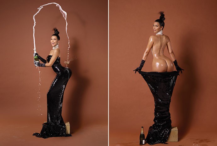 Kim Kardashian em polêmicas fotos de capa da revista 'Paper' em novembro de 2014