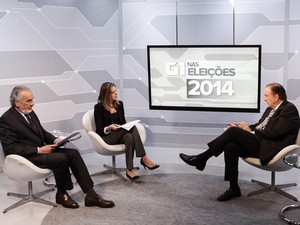 O candidato do PSDC à Presidência da República, Eymael, é entrevistado no estúdio do G1 em São Paulo (Foto: Caio Kenji/G1)