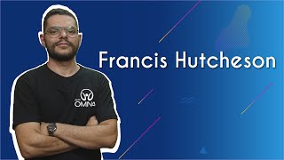 "Francis Hutcheson" escrito sobre fundo azul ao lado da imagem do professor