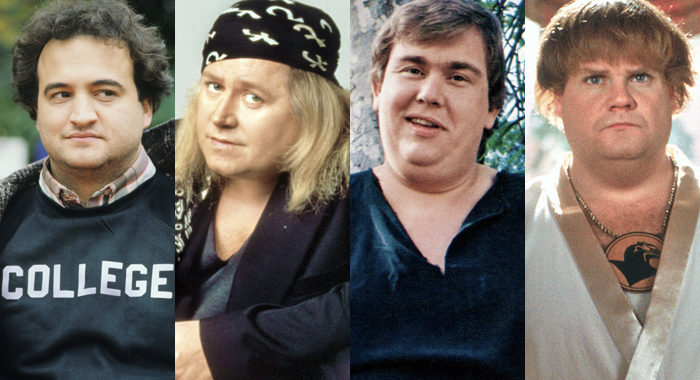 John Belushi, Sam Kinison, John Candy, and Chris Farley