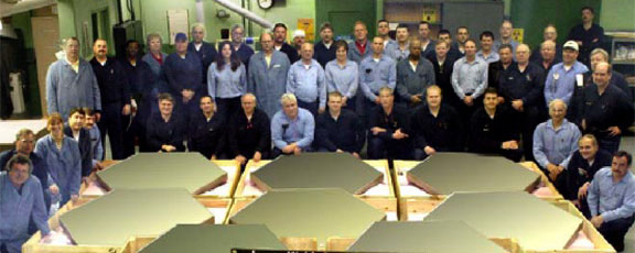 An image of the Mirror Segments and its Brush Wellman team