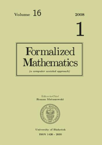 Formalized Mathematics's Cover Image