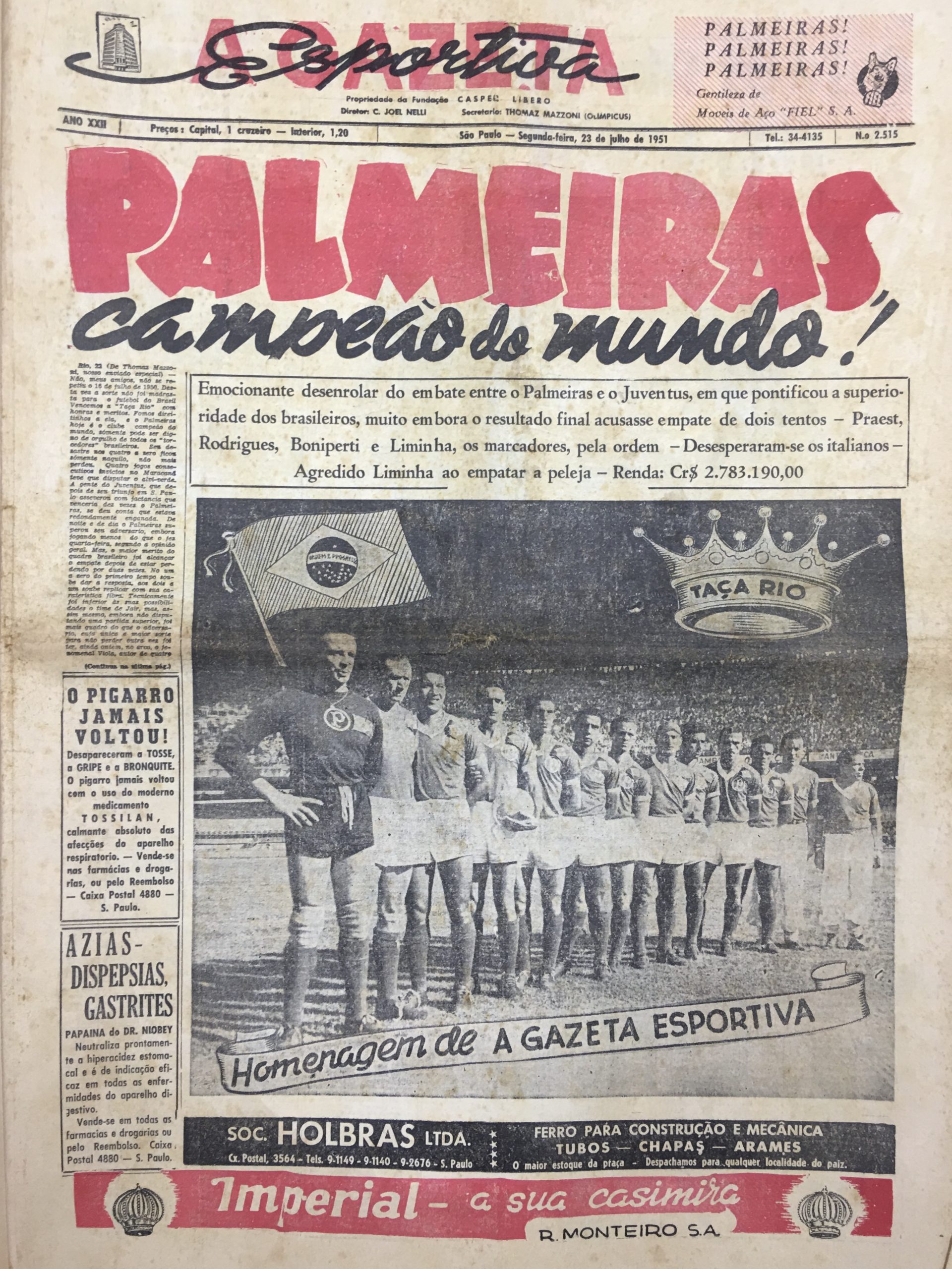 Página do jornal A Gazeta Esportiva