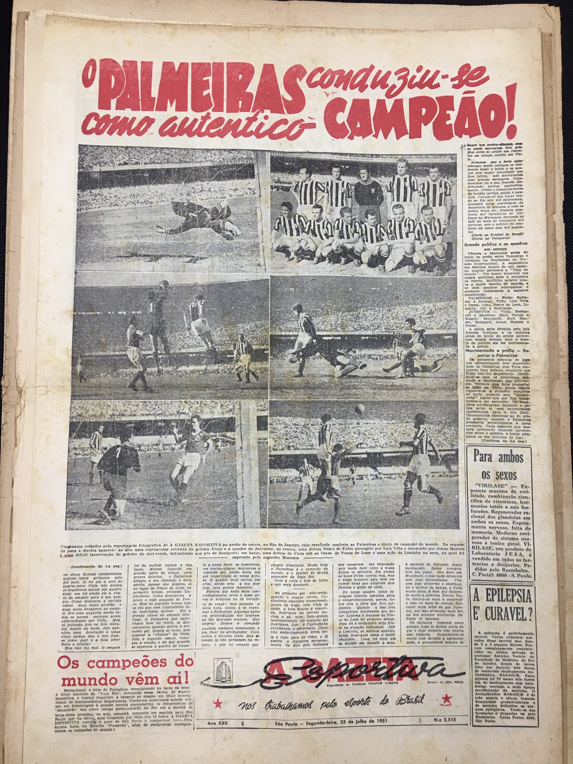 Página do jornal A Gazeta Esportiva