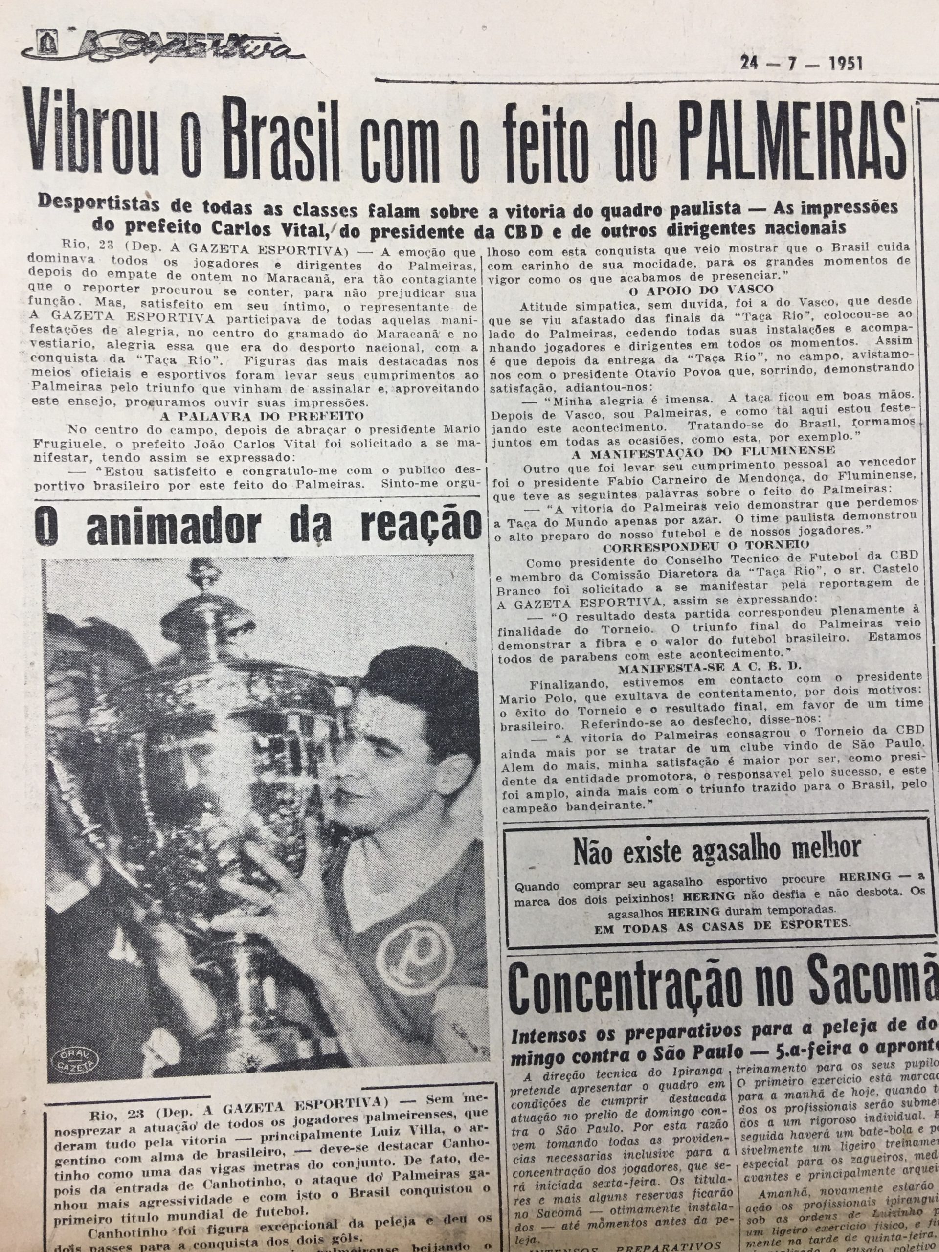 Página do jornal A Gazeta Esportiva