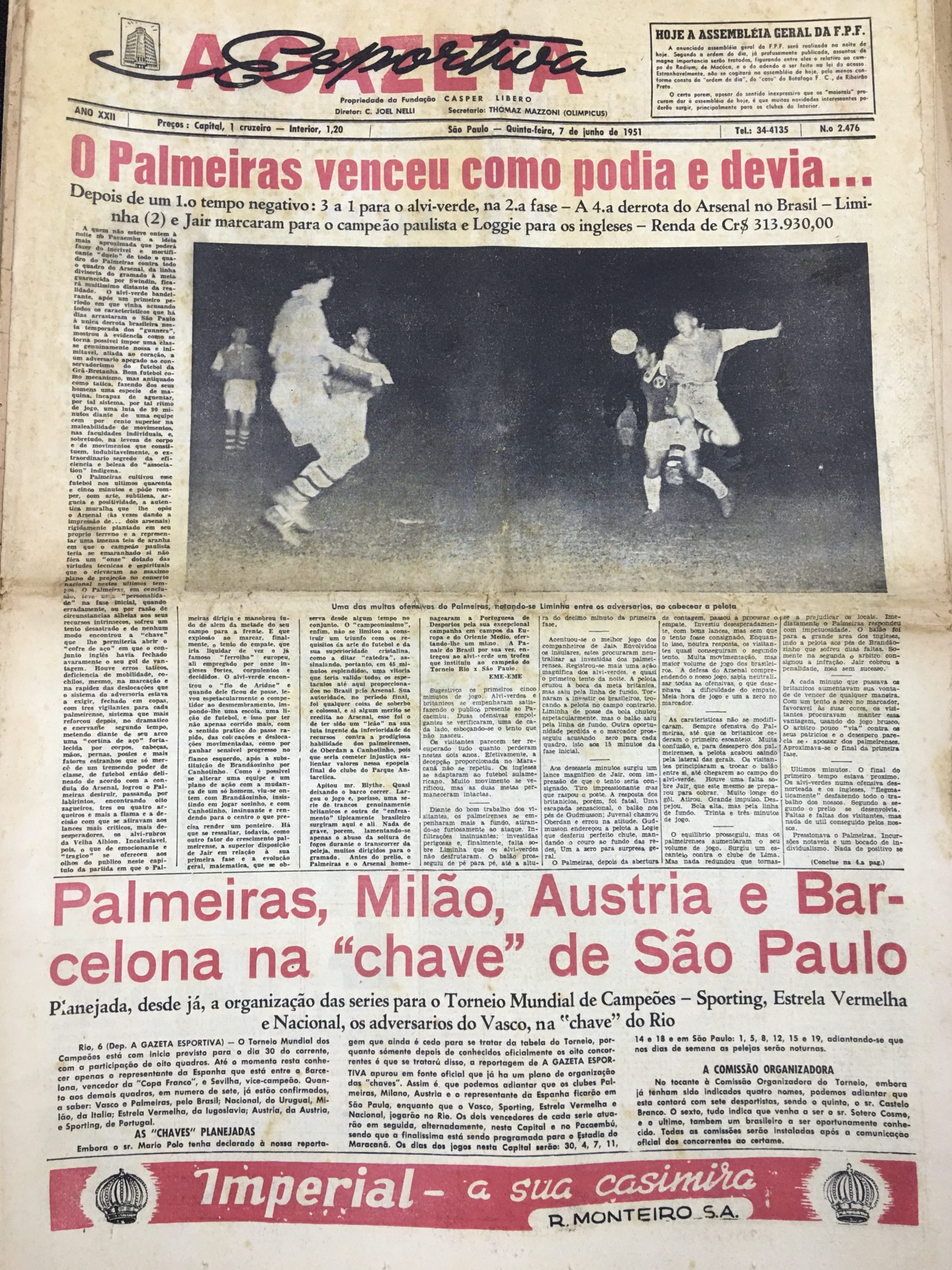 Página do jornal A Gazeta Esportiva