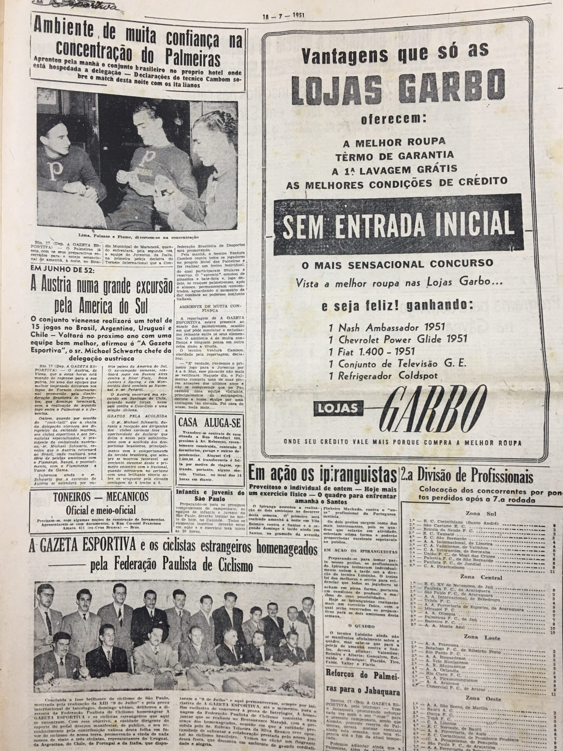 Página do jornal A Gazeta Esportiva