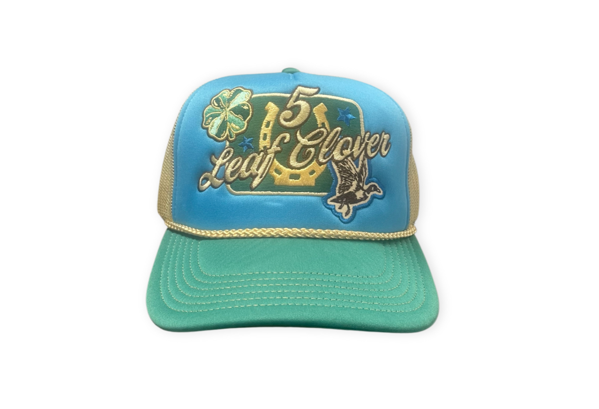 Category 10 Five Leaf Clover Patch Trucker Hat