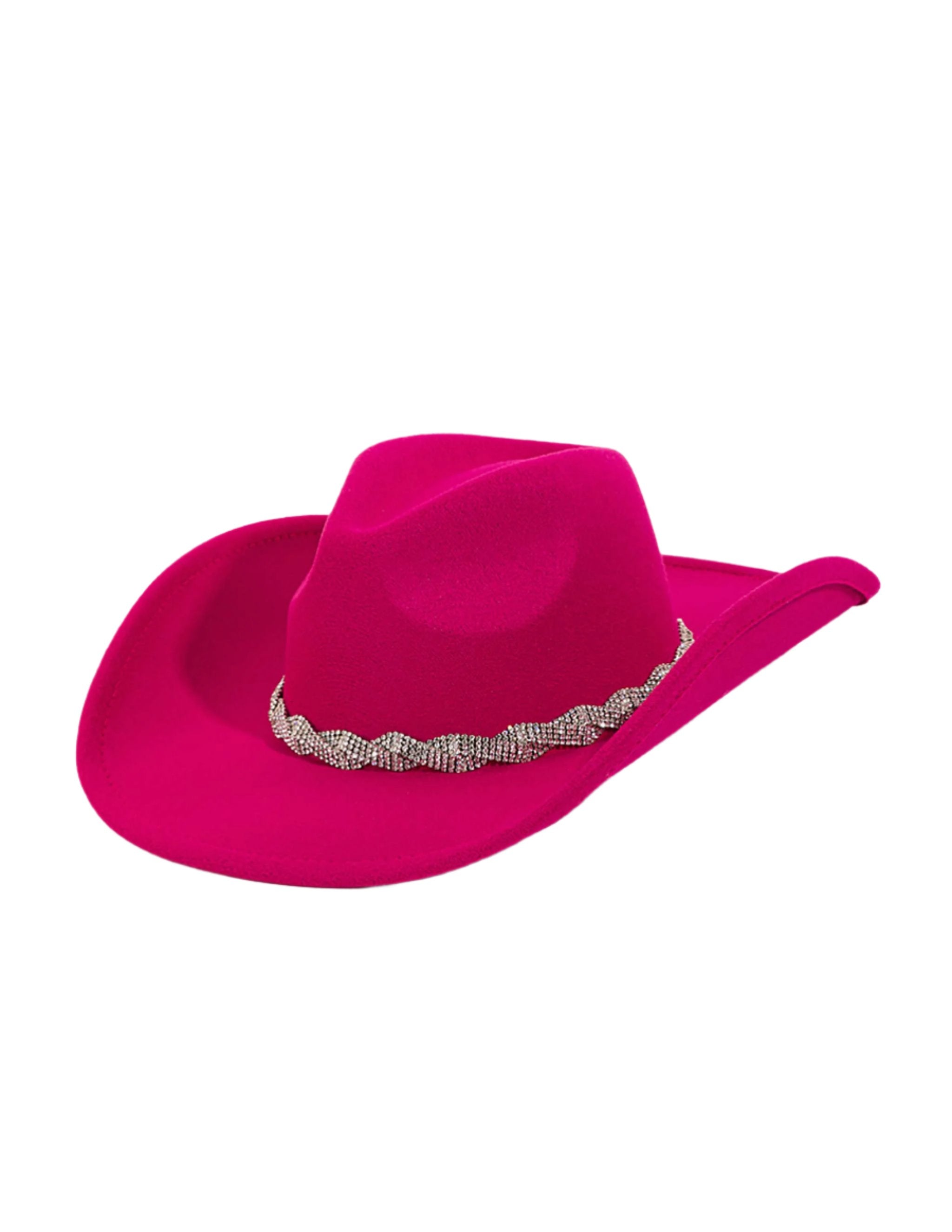 Rhinestone Chain Fuchsia Cowboy Hat