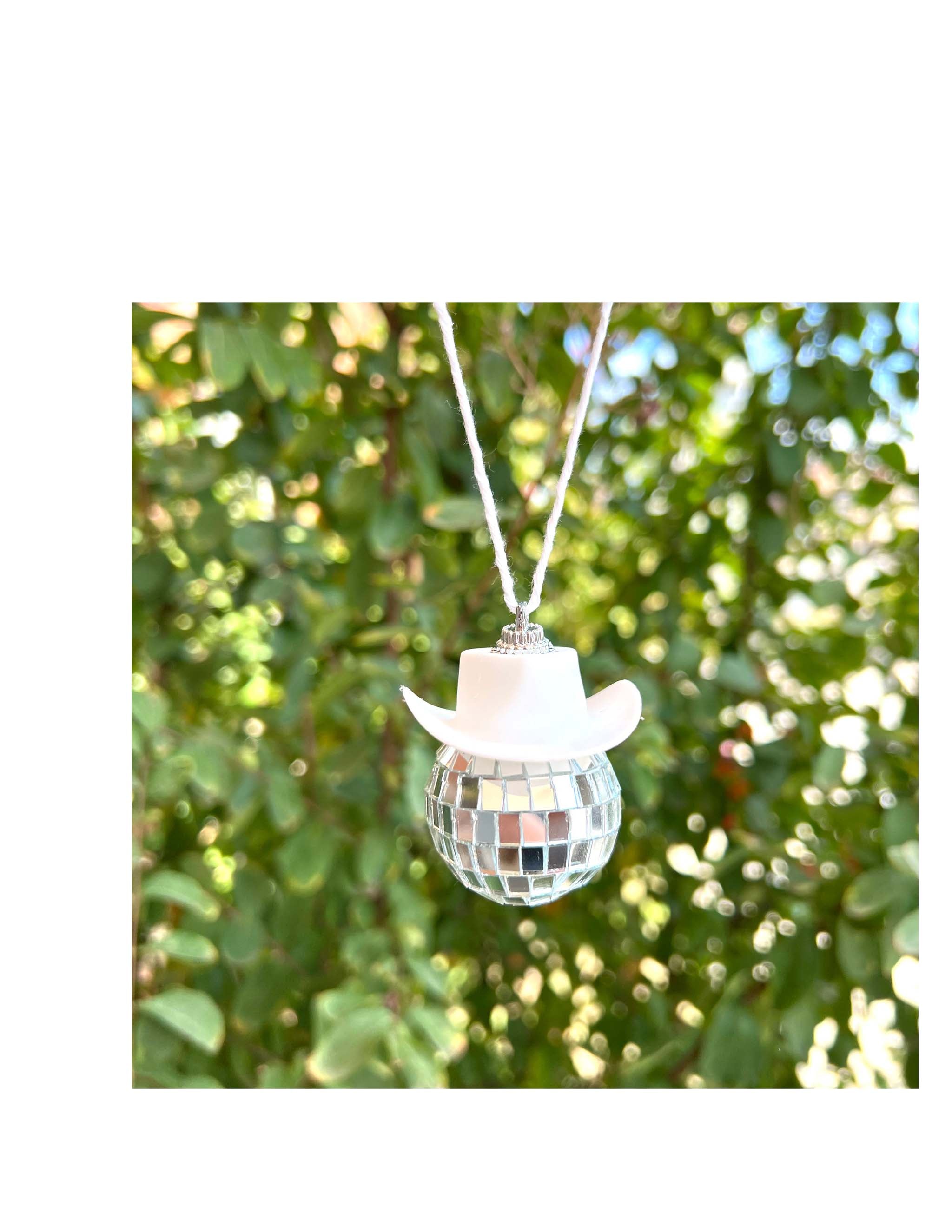 Cowboy Hat Disco Ball Car Charm