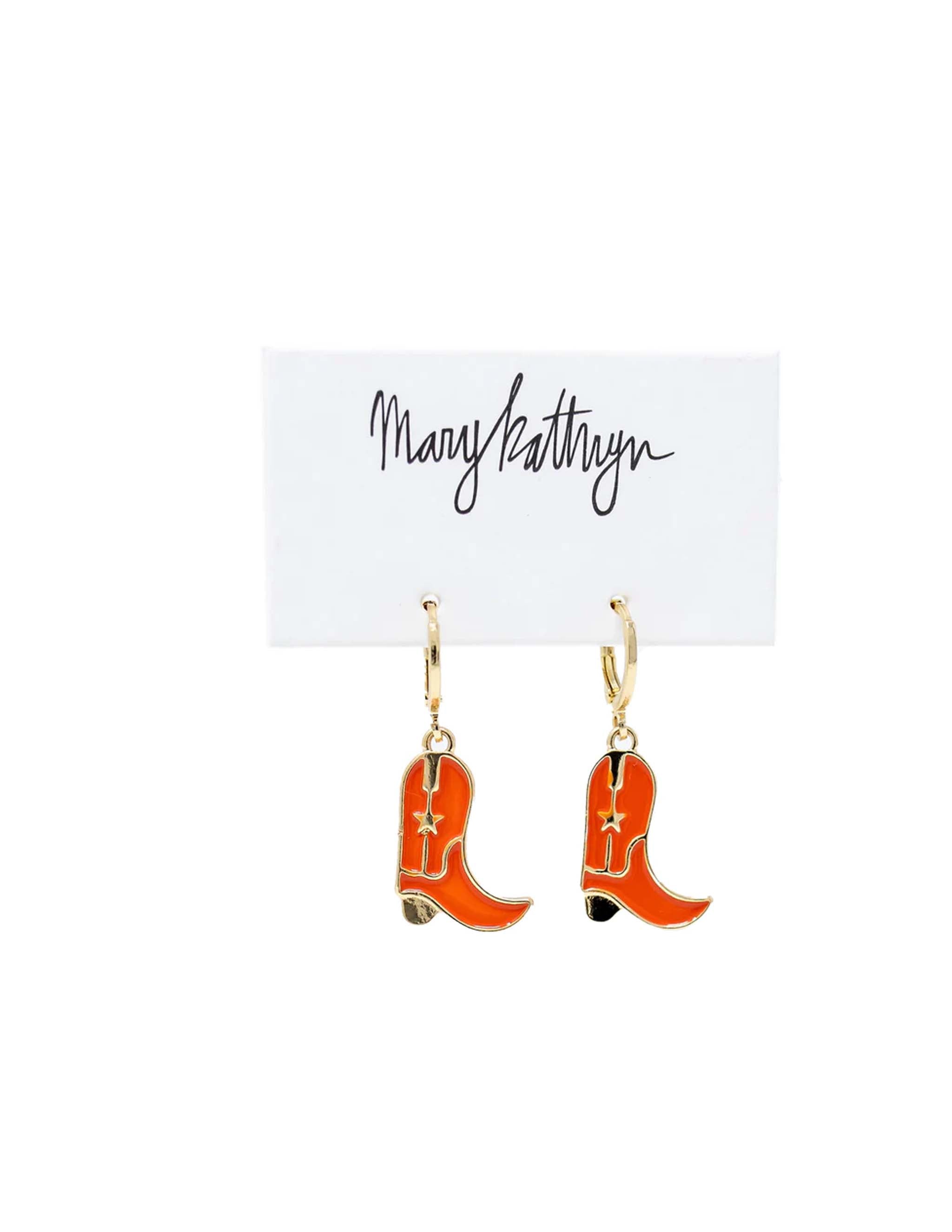 Sunset Coral Cowboy Boot Huggie Earrings