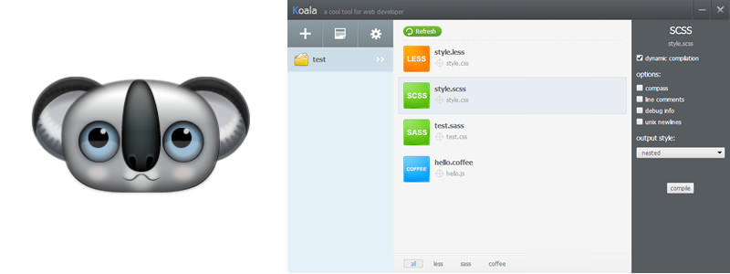 フリーのSassコンパイラKoala