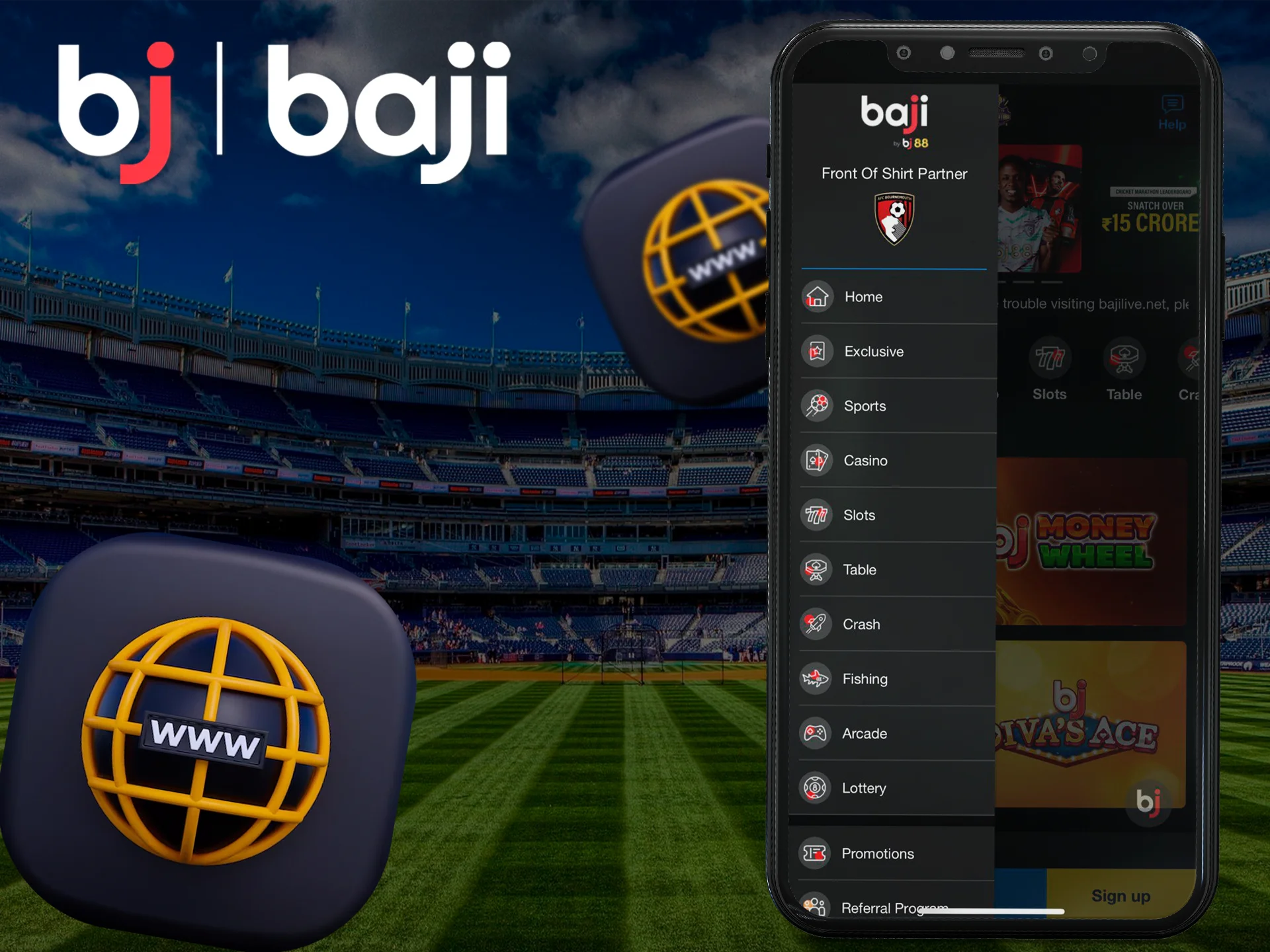 Use the mobile version of the Baji Live website.