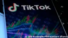 The TikTok logo is seen on a mobile phone screen in this photo illustration on 23 March, 2023 in Warsaw, Poland. (Photo by Jaap Arriens/NurPhoto)