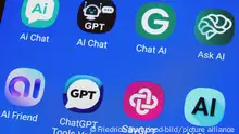 Logos of different AI apps on a smartphone screen