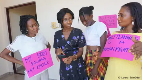 Women in Ghana participate in an event raising awareness on sexual and reproductive rights.