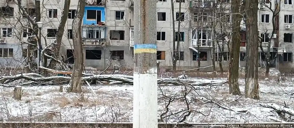 图为最近被俄罗斯占领的乌克兰东部城镇阿夫迪耶夫卡