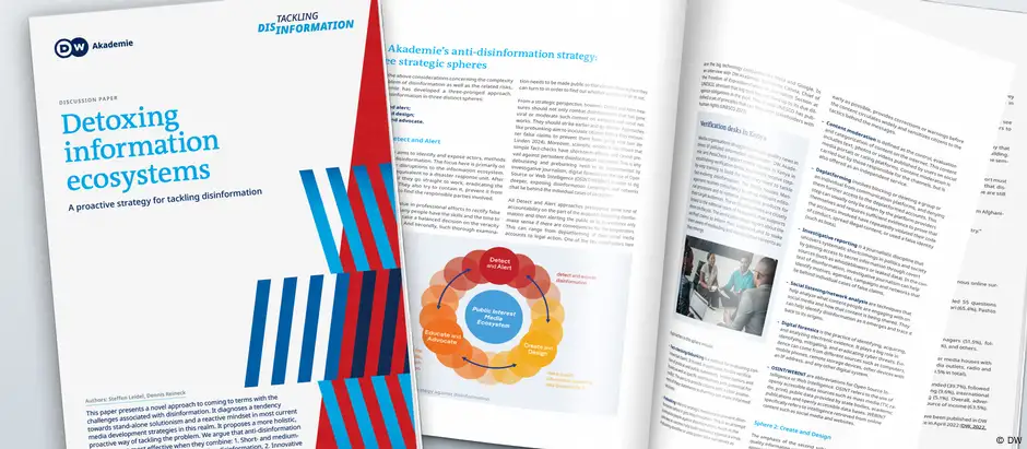 Mockup des DW Akademie discussion papers „Detoxing information ecosystems: A proactive strategy for tackling disinformation“