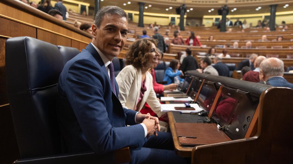 Sánchez y Montero, este miércoles, en el Congreso.