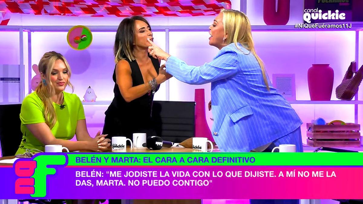 Marta Riesco y Belén Esteban, en su bronca en 'Ni que fuéramos'