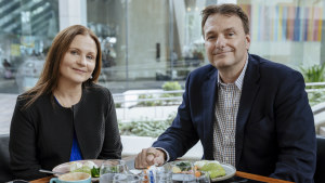 Simone and Matt Rennie, co-CEOs of consulting challenger Rennie Advisory, at the Fig & Olive in Brisbane.