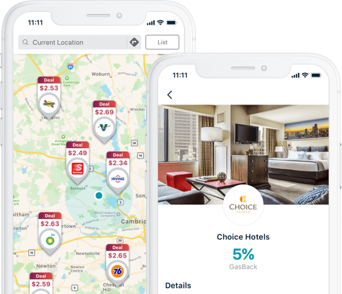 iPhones with GasBuddy Map and GasBack Deals