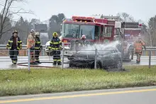 Car fire slows Route 28 traffic in Harrison