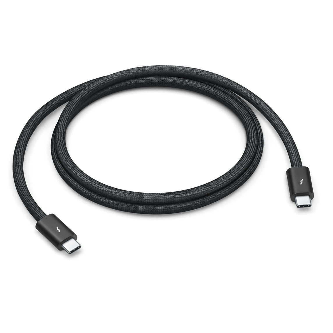 Con un diseño trenzado en negro que se enrolla sin enredarse, este cable Thunderbolt 4 Pro de 1 metro ofrece transferencias de datos de hasta 40 Gb/s.