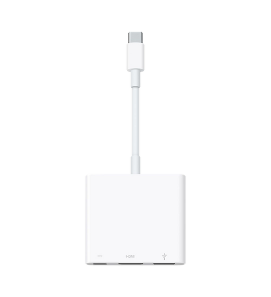 Az USB-C – digitális AV többportos átalakítónak köszönhetően HDMI-kijelzővel használhatod USB-C portos Macedet vagy iPadedet, miközben egy hagyományos USB-eszközt és egy USB-C töltőkábelt is csatlakoztatsz hozzá.